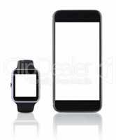 Smart watch sport with smartphone on white