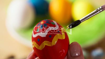 Colorful Easter Eggs Handmade, Paintbrush Draws Patterns