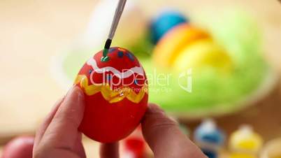 Colorful Easter Eggs Handmade, Paintbrush Draws Patterns