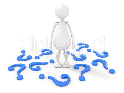 3d human with blue question mark