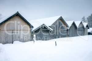 snow and huts