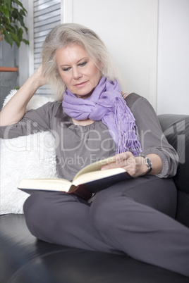 woman reading book