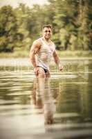 muscular man lake
