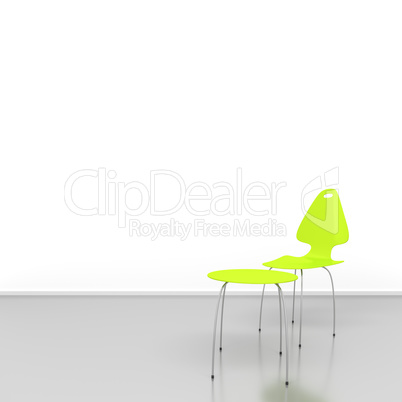 green chair and table
