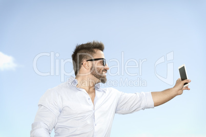 man taking selfie