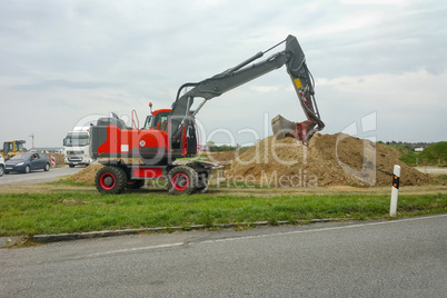 red excavator