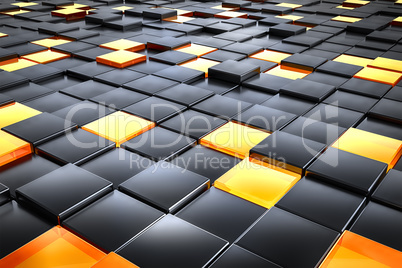 black and orange glass cubes