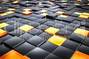 black and orange glass cubes
