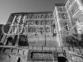 Rivoli Castle in Rivoli in black_and_white
