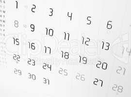 Calendar page with selective focus