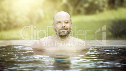 man portrait pool