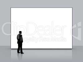man in front of a big white screen