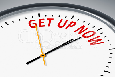clock with text get up now