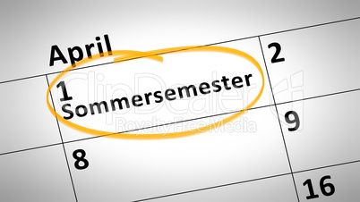 summer semester 1st of april in german language