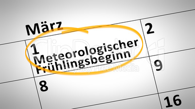 meteorological spring beginning 1st of march in german language