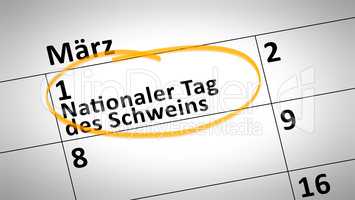 National Day of the Pig first of March in german language