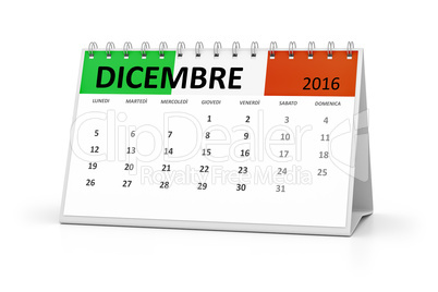 italian language table calendar 2016 december