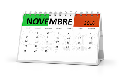 italian language table calendar 2016 november