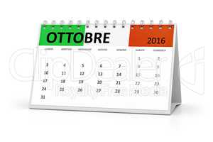 italian language table calendar 2016 october