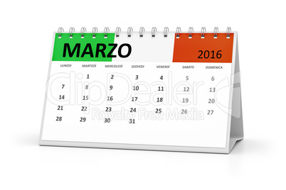 italian language table calendar 2016 march