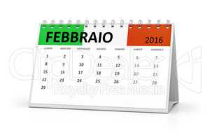 italian language table calendar 2016 february