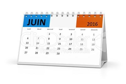 french language table calendar 2016 june