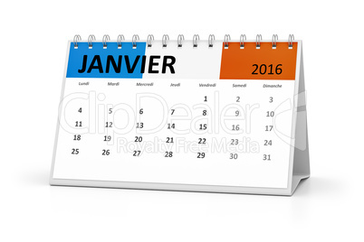 french language table calendar 2016 january
