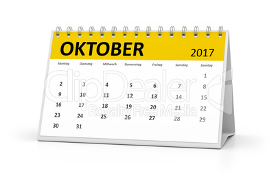 german language table calendar 2017 october