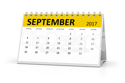 german language table calendar 2017 september