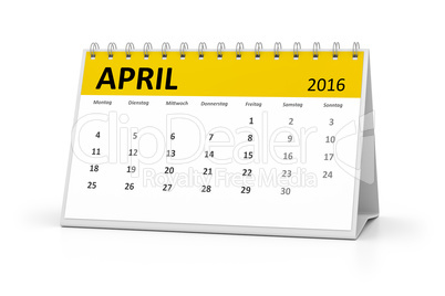 german language table calendar 2016 april