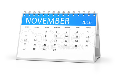 blue table calendar 2016 november