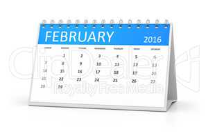 blue table calendar 2016 february