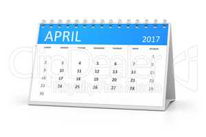blue table calendar 2017 april