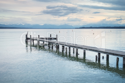 wooden jetty Starnberg lake