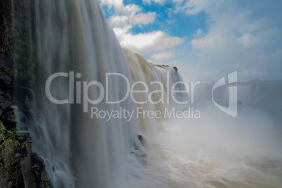 Creamy torrent of water at Iguazu Falls