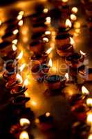 Burning candles in the Indian temple.