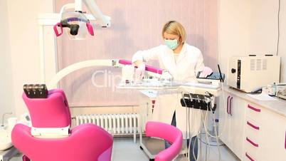 dentist with the equipment in the office