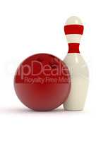Bowling pin with a red ball