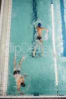Swimmers doing the freestyle stroke in swimming pool