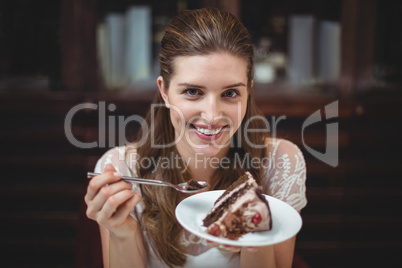 Portrait of smiling woman with desert