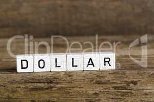 The word dollar written in cubes