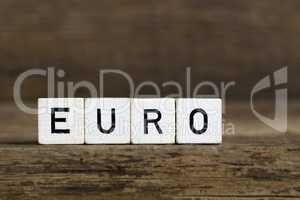 The word euro written in cubes