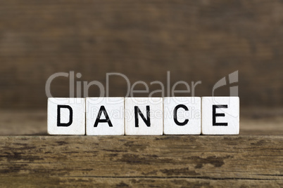 The word dance written in cubes