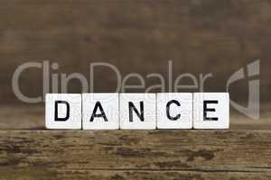 The word dance written in cubes