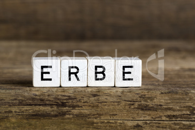 The word heritage written in cubes