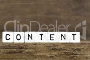 The word content written in cubes