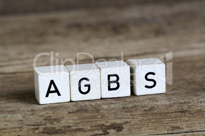 The German word AGBs written in cubes