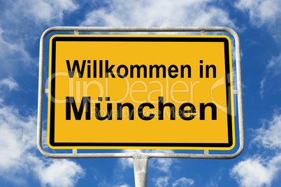 Yellow signpost Munich, Germany