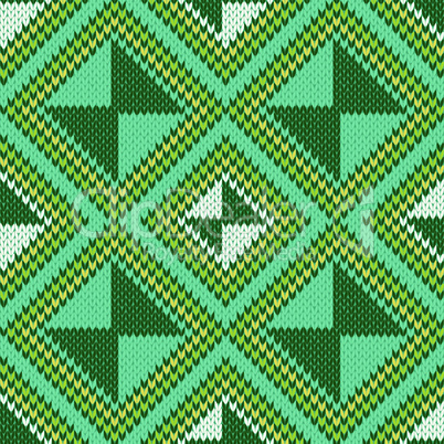 Knitted Seamless Pattern mainly in turquoise and green