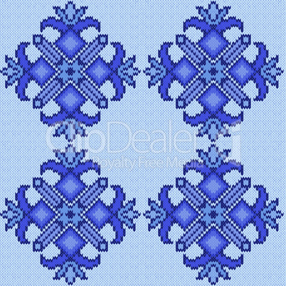 Knitted Seamless floral Pattern in blue hues